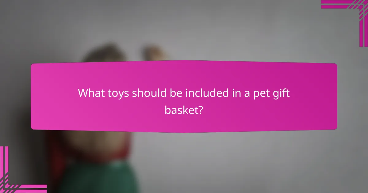 What toys should be included in a pet gift basket?